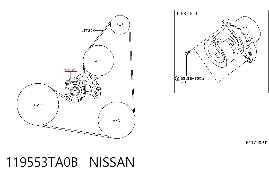 119553TA0B Nissan/Infiniti Napinacz paska napędowego