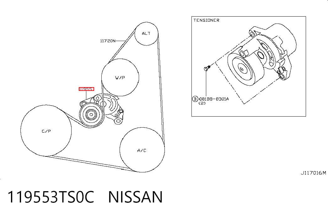 Napinacz paska napędowego do Nissan Altima L33 