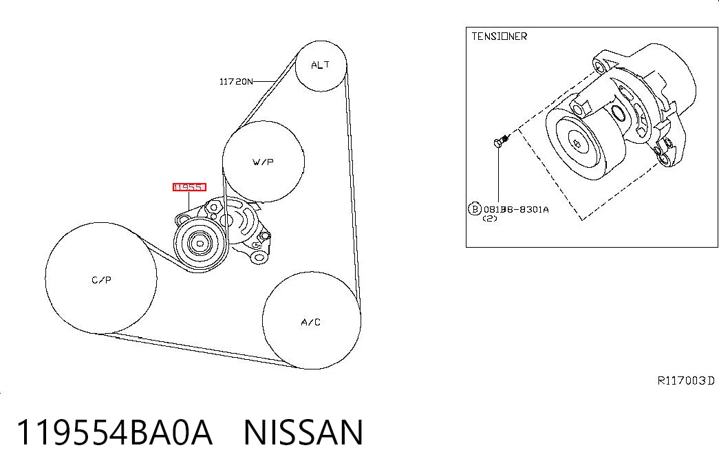 Do koszyka Napinacz paska napędowego Nissan Altima L33 
