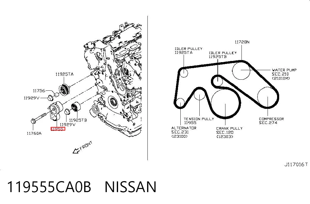 119555CA0B Nissan/Infiniti Napinacz paska napędowego