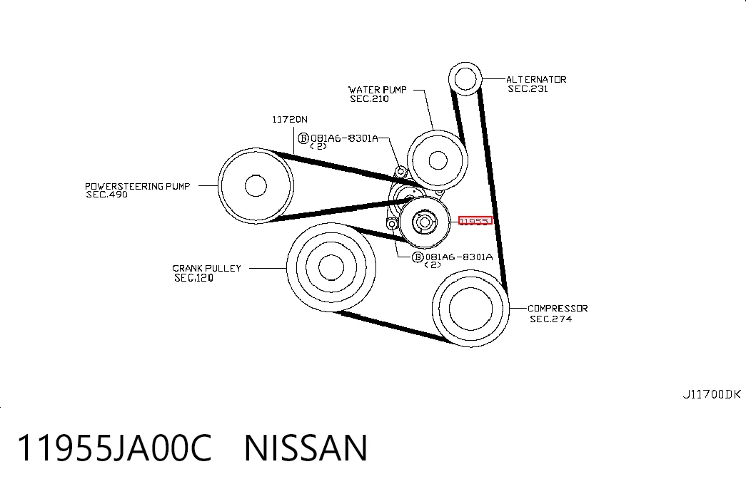 11955JA00C Nissan/Infiniti Napinacz paska napędowego