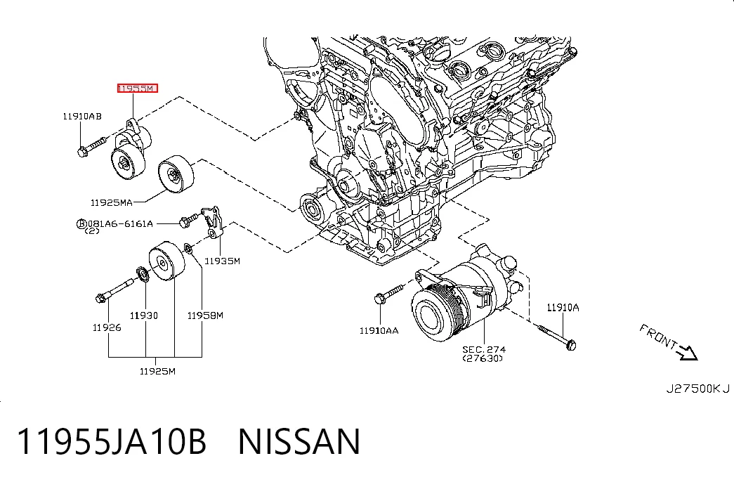 Napinacz paska napędowego Nissan Teana 