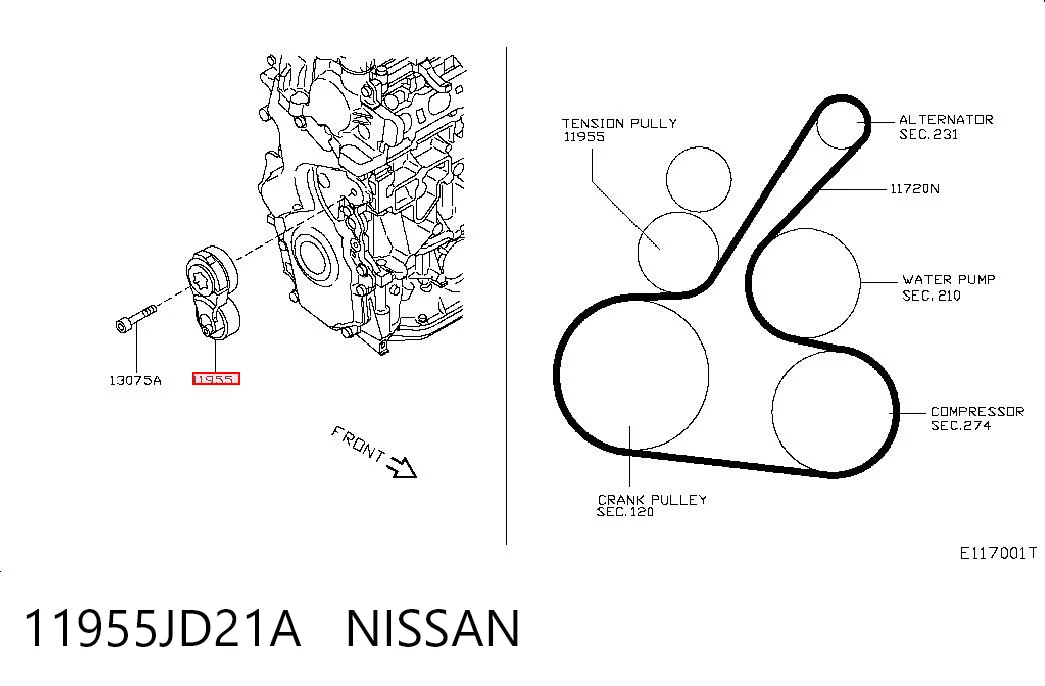 11955JD21A Nissan/Infiniti Napinacz paska napędowego