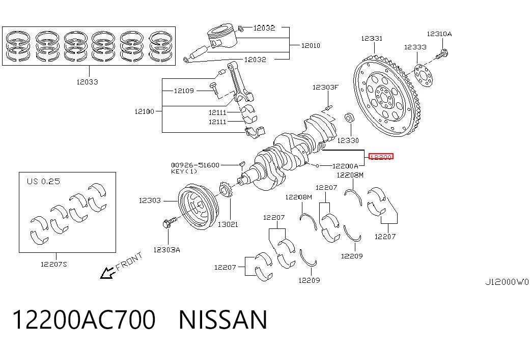 12200AC700 Nissan/Infiniti Wał korbowy silnika