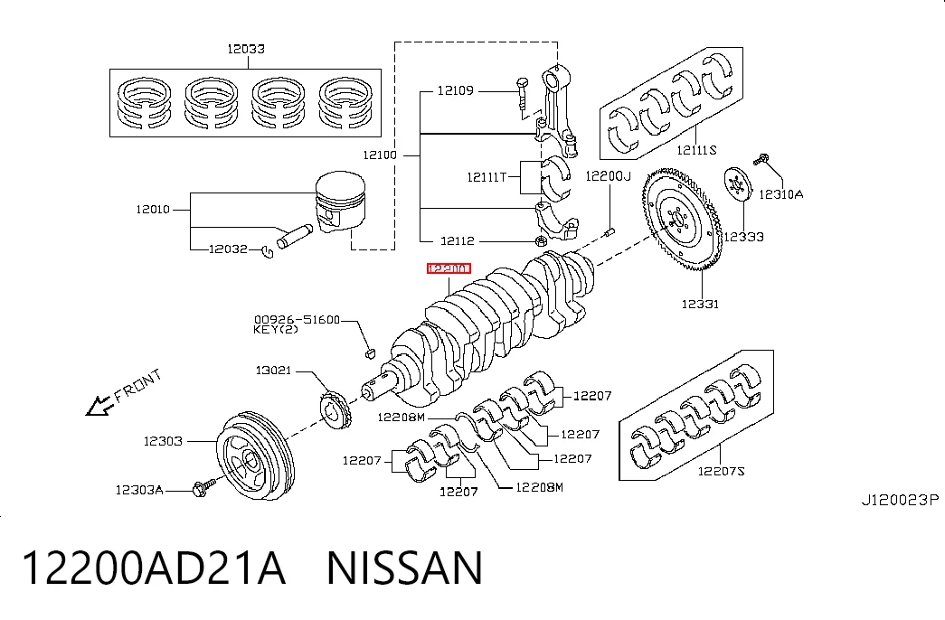  Wał korbowy silnika Nissan Pathfinder 