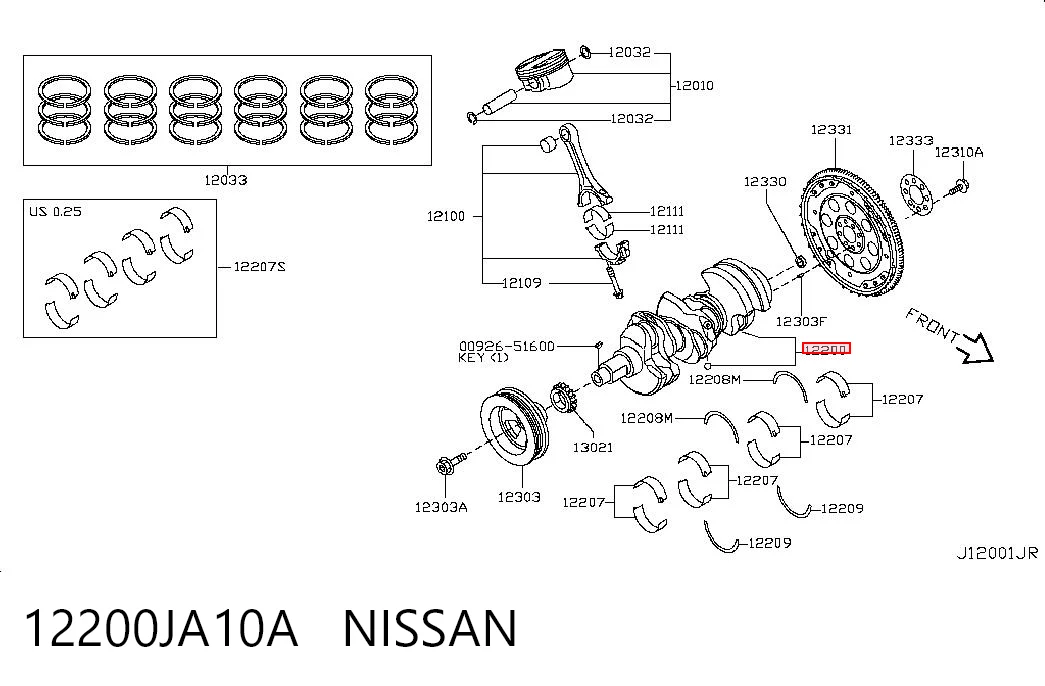 12200JA10A Nissan/Infiniti Wał korbowy silnika