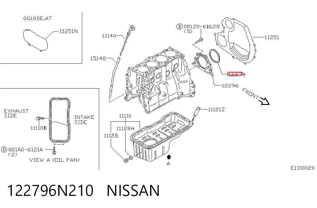 Do koszyka Uszczelniacz wału korbowego silnika tylny Nissan Almera I N15