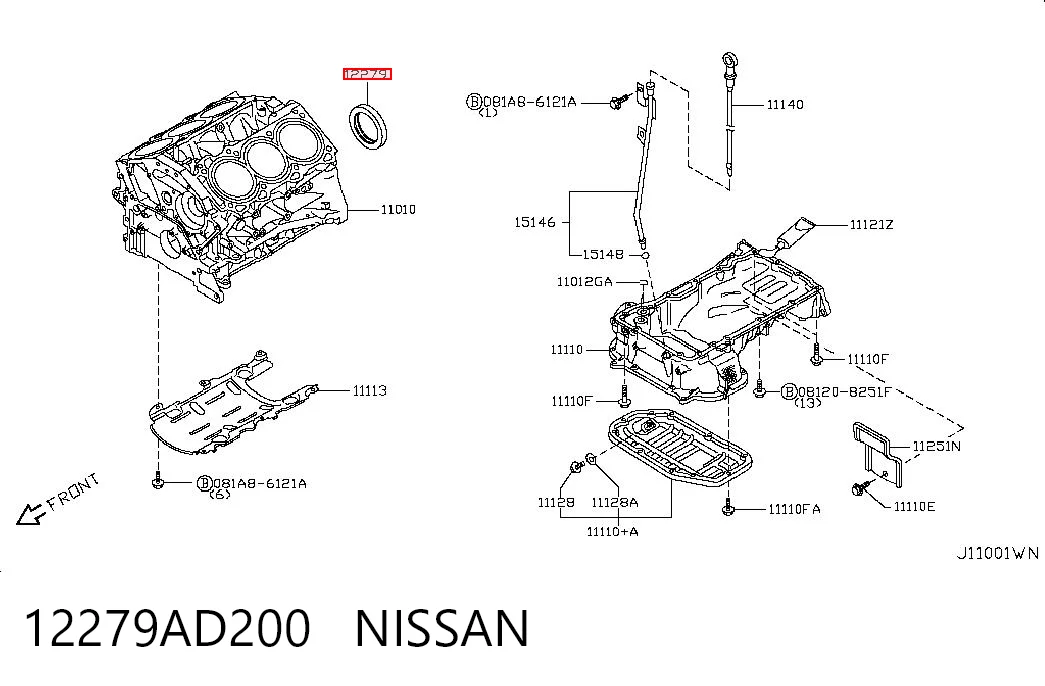 12279AD200 Nissan/Infiniti Uszczelniacz wału korbowego silnika tylny