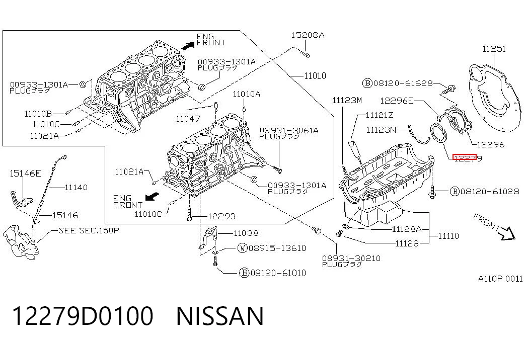 12279D0100 Nissan/Infiniti Uszczelniacz wału korbowego silnika tylny