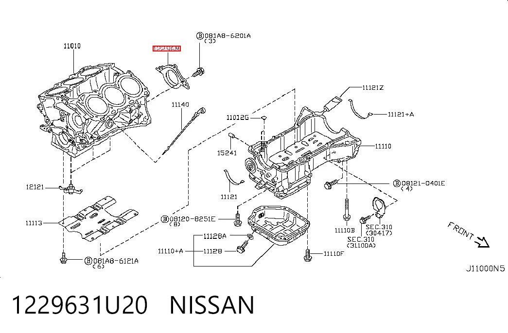 Uszczelniacz wału korbowego silnika tylny do Nissan Altima L31 