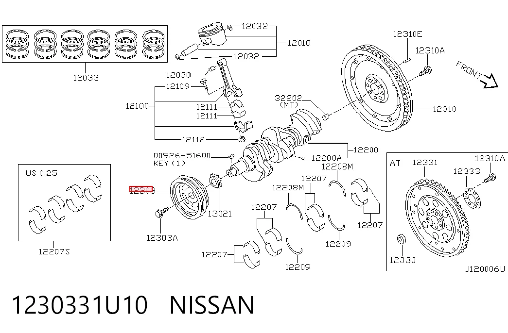 Koło pasowe wału korbowego Nissan Maxima sedana (A32) (1994 - 2000) cena, od 80,14 USD