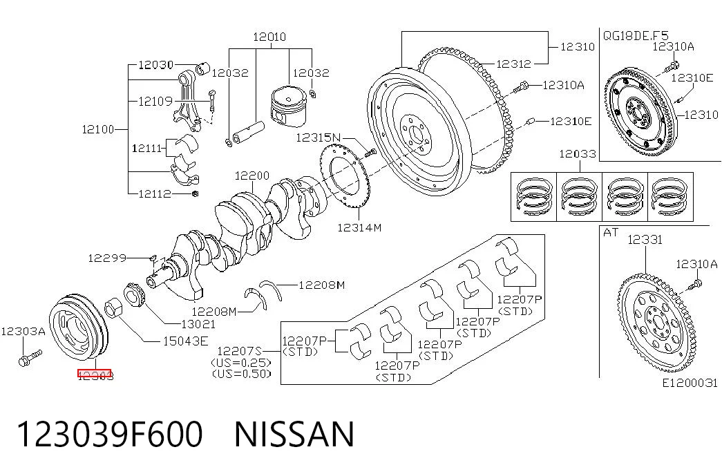 Koło pasowe wału korbowego Nissan Almera TINO minivan (V10) (2000 - 2005) cena, od 47,67 USD