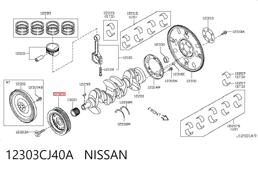 Koło pasowe wału korbowego Nissan Qashqai I SUV (J10) (2010 - 2013) cena, od 62,40 USD