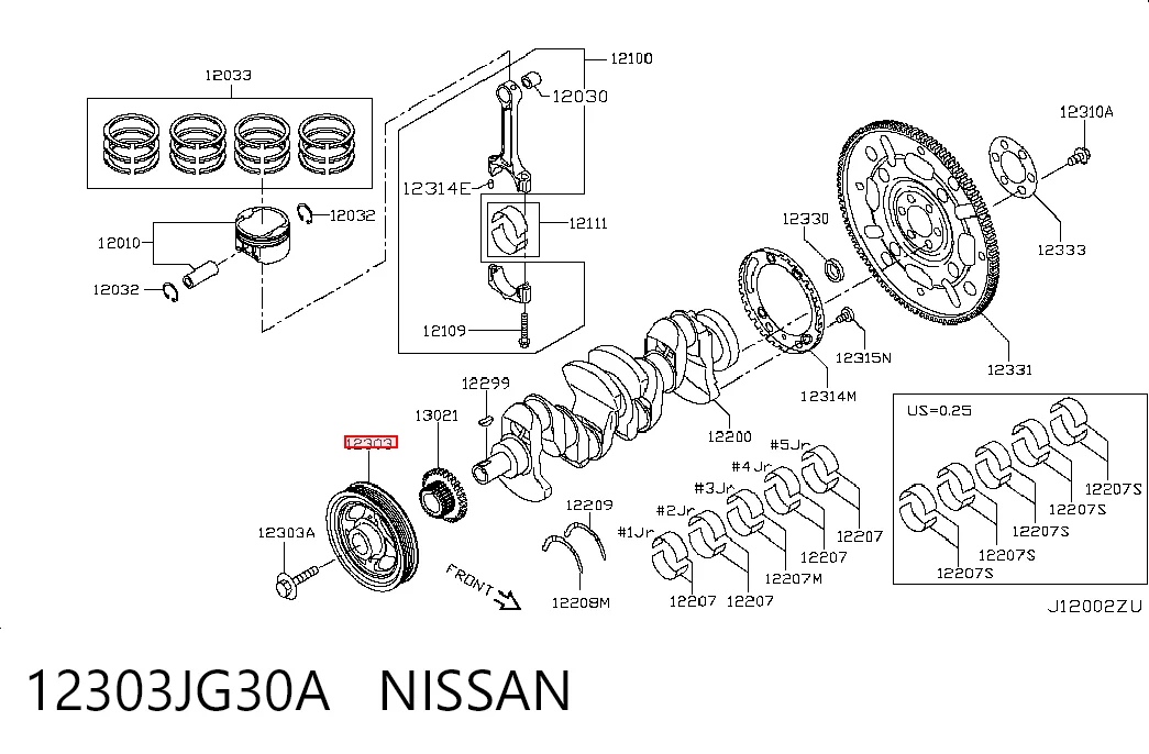 Koło pasowe wału korbowego do Nissan Rogue T32U