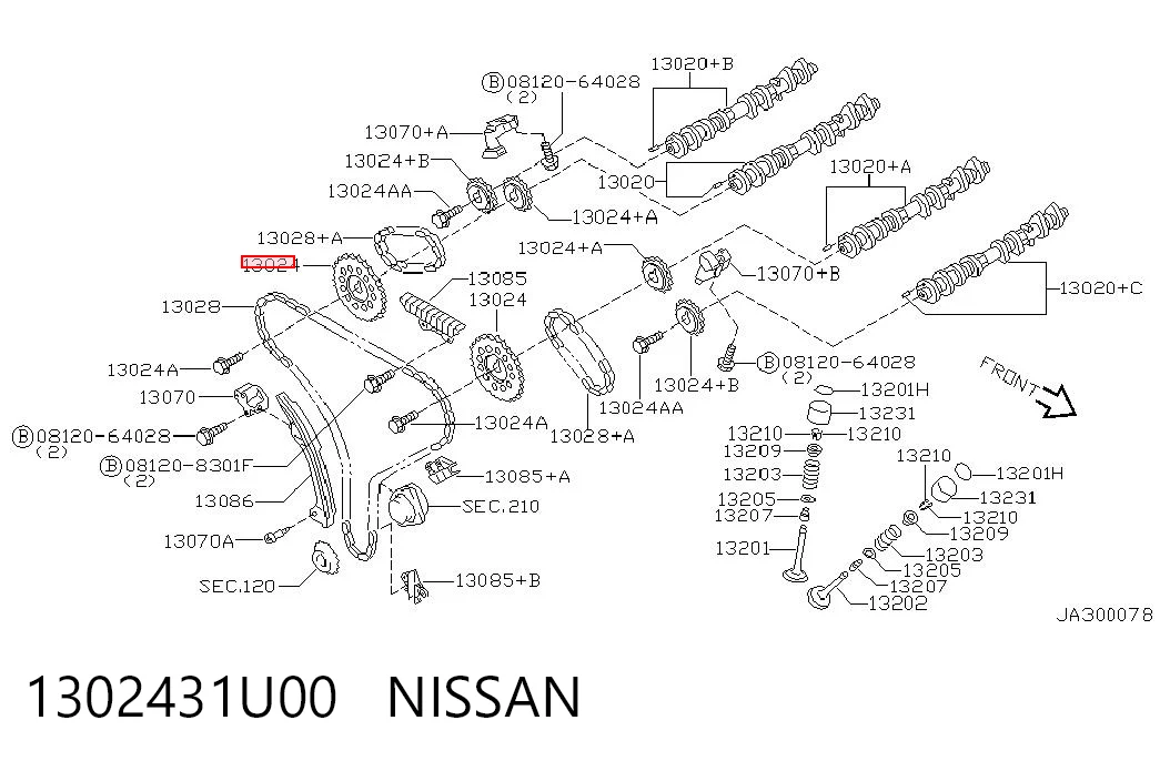 Koło zębatewalcowe wałka rozrządu silnika do Nissan Maxima  A32
