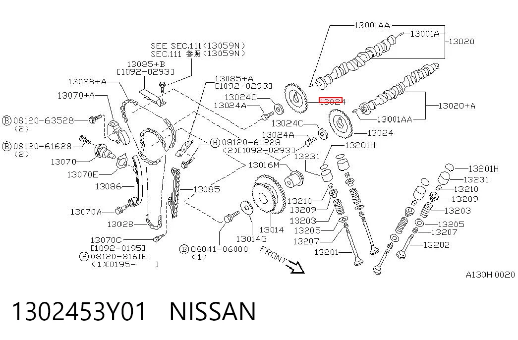 Koło zębatewalcowe wałka rozrządu silnika do Nissan Almera I N15