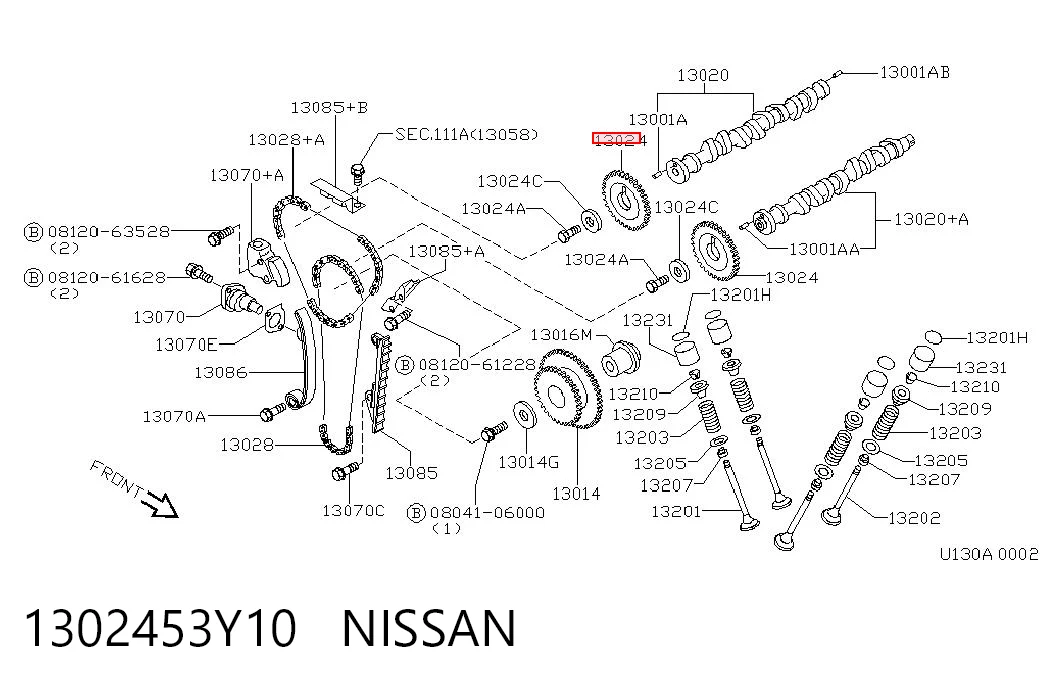 Do koszyka Koło zębatewalcowe wałka rozrządu silnika Nissan Almera I N15