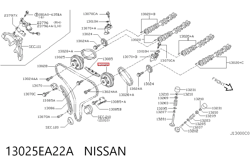 13025EA22A Nissan/Infiniti Koło zębate walcowe wału rozrządu silnika, dolotowego (ssącego)
