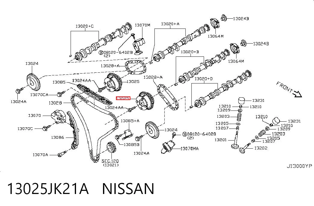 13025JK21A Nissan/Infiniti Koło zębate walcowe wału rozrządu silnika, dolotowego (ssącego)