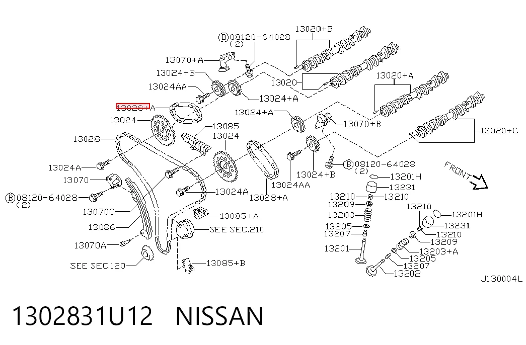 1302831U12 Nissan/Infiniti Łańcuch rozrządu górny