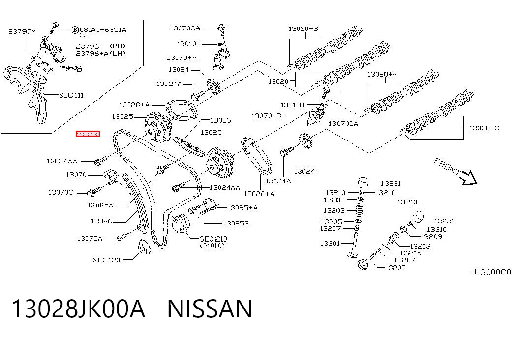 13028JK00A Nissan/Infiniti Łańcuch rozrządu
