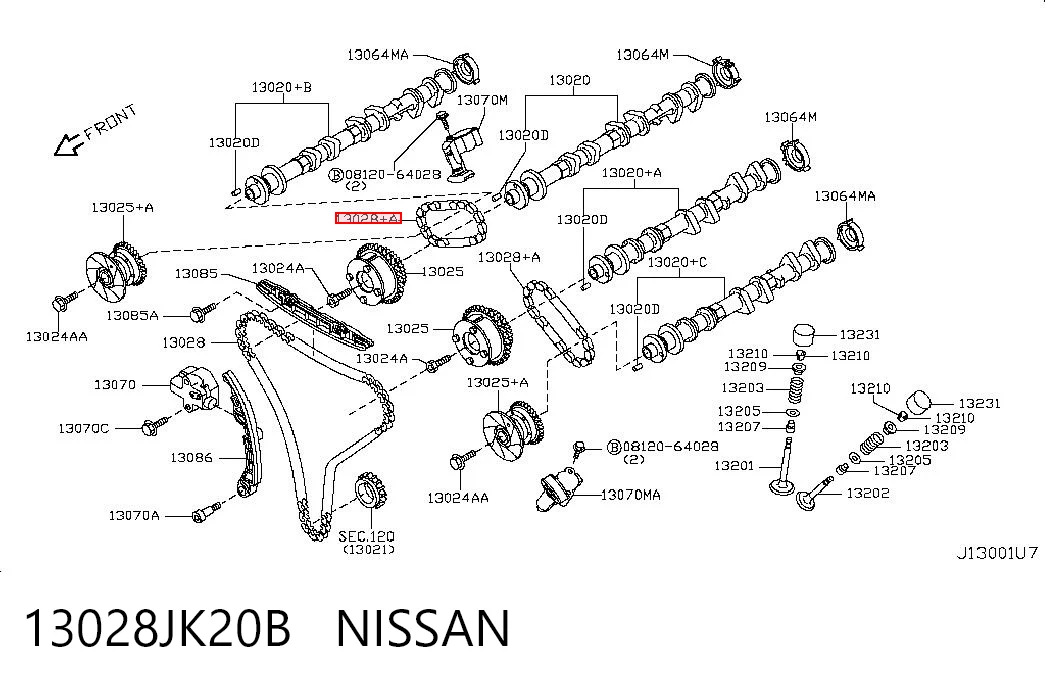 13028JK20B Nissan/Infiniti Łańcuch rozrządu górny