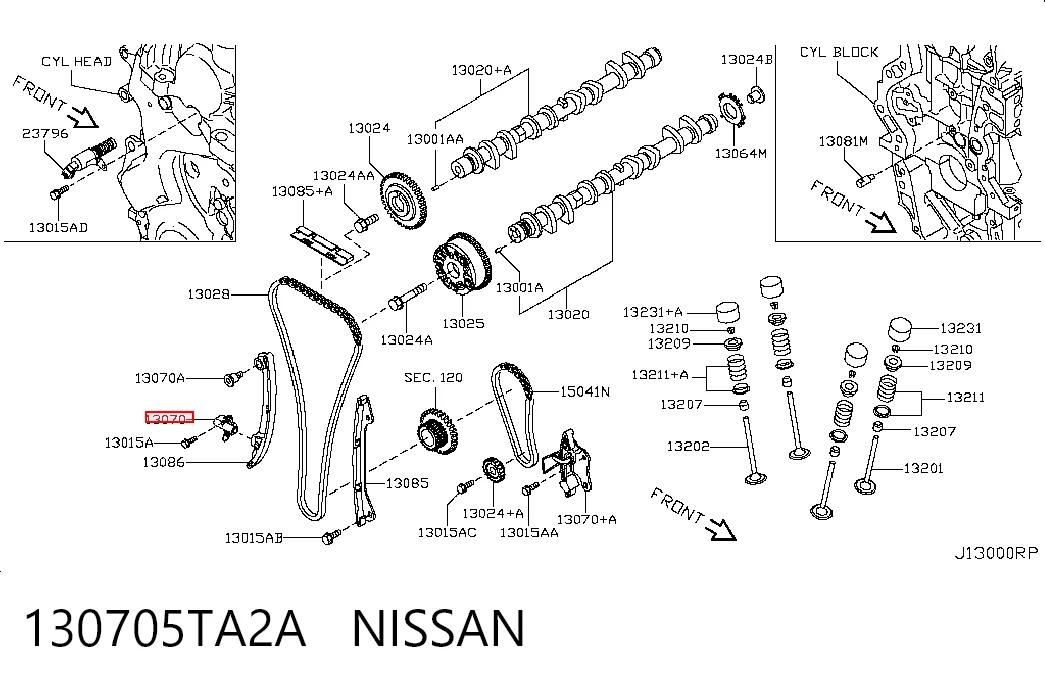130705TA2A Nissan/Infiniti Napinacz łańcucha rozrządu