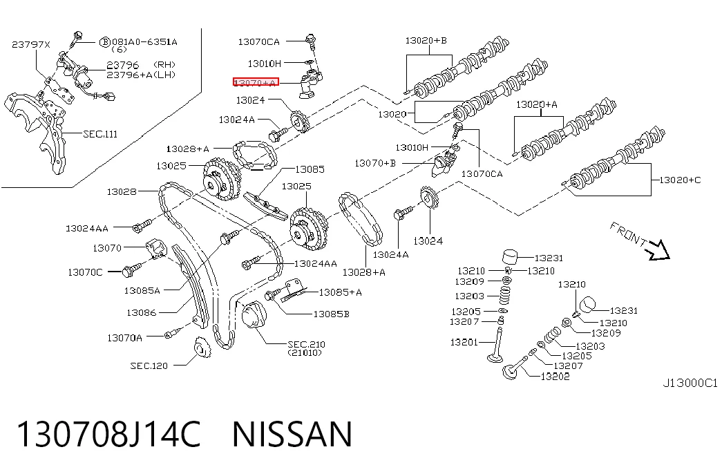 130708J14C Nissan/Infiniti Napinacz łańcucha rozrządu prawy