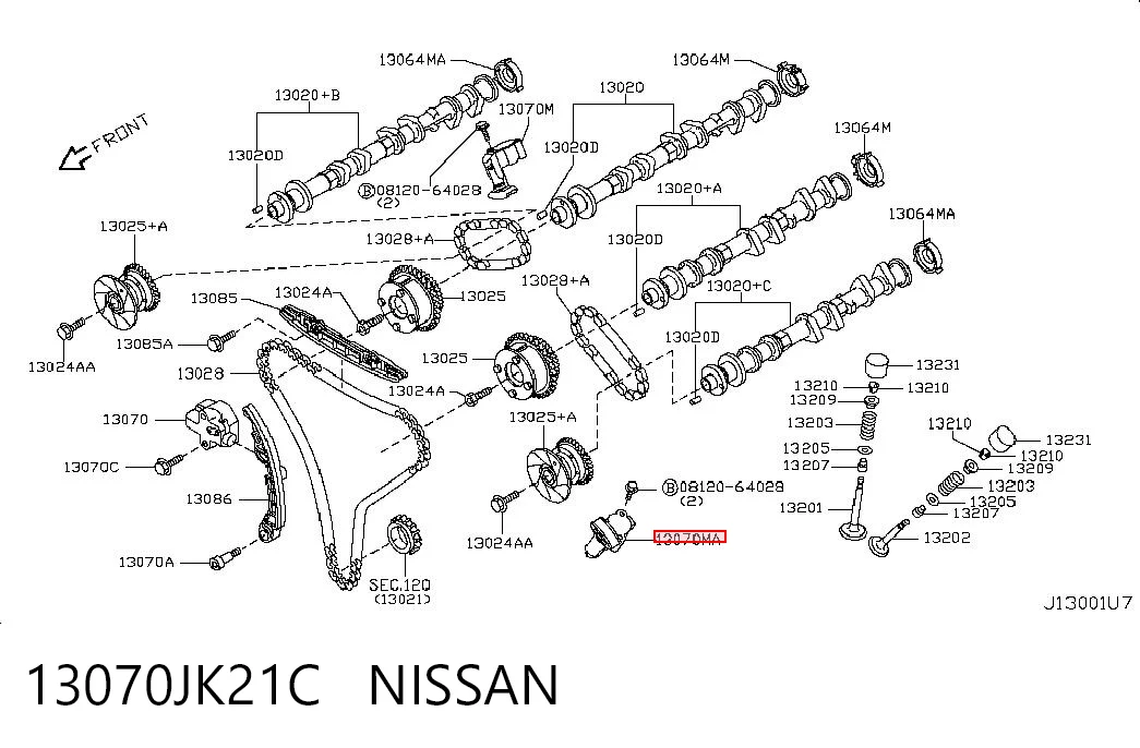 13070JK21C Nissan/Infiniti Napinacz łańcucha wałków rozrządu lewy