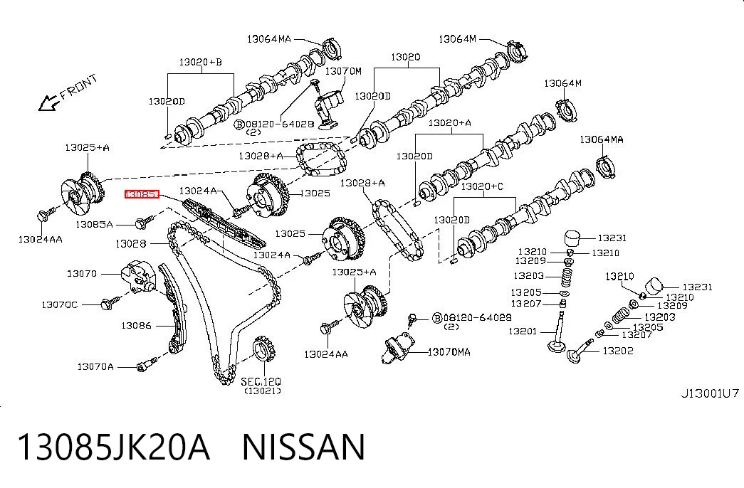 13085JK20A Nissan/Infiniti Tłumik drgań łańcucha rozrządu górny