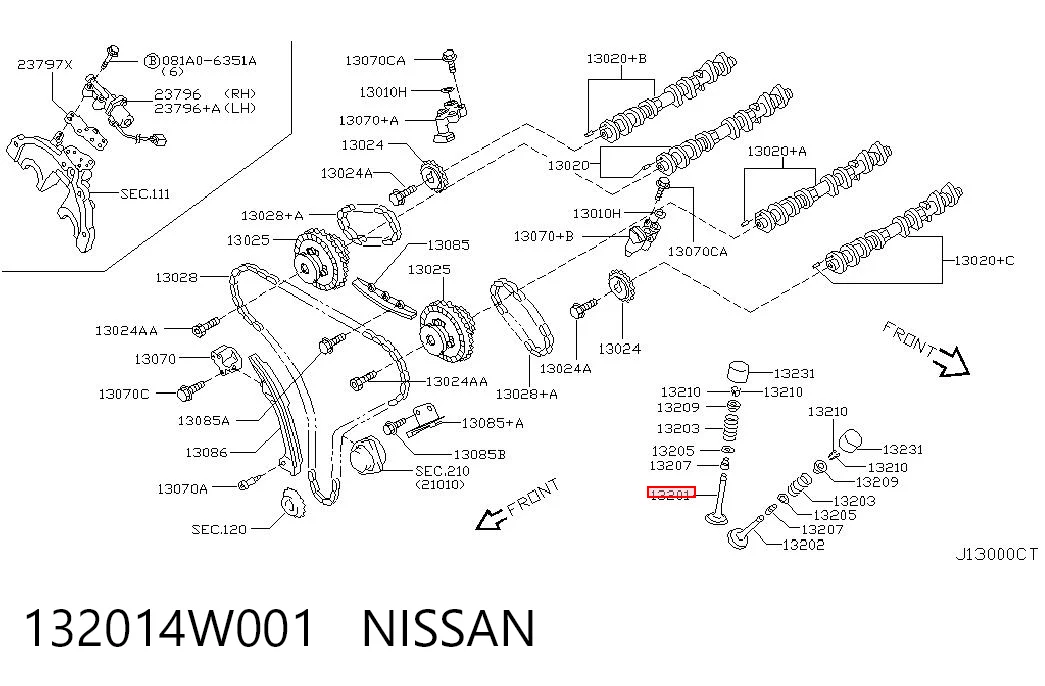 132014W001 Nissan/Infiniti Zawór dolotowy/ssący