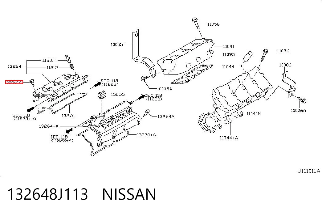 132648J113 Nissan/Infiniti Pokrywa zaworowa lewa