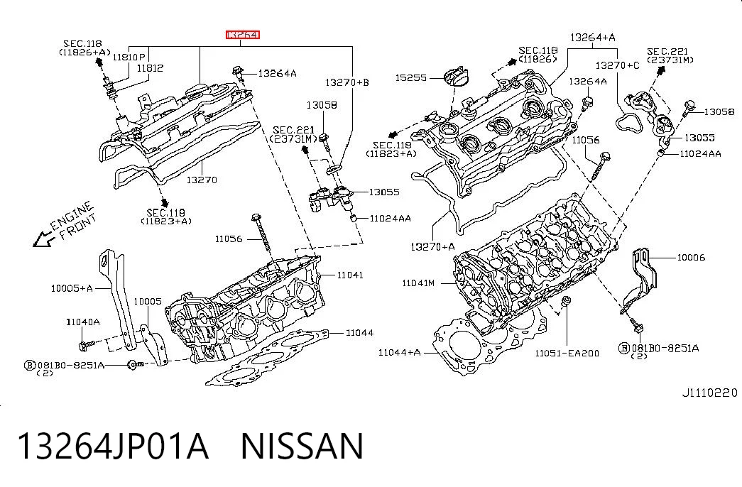 13264JP01A Nissan/Infiniti Pokrywa zaworowa prawa