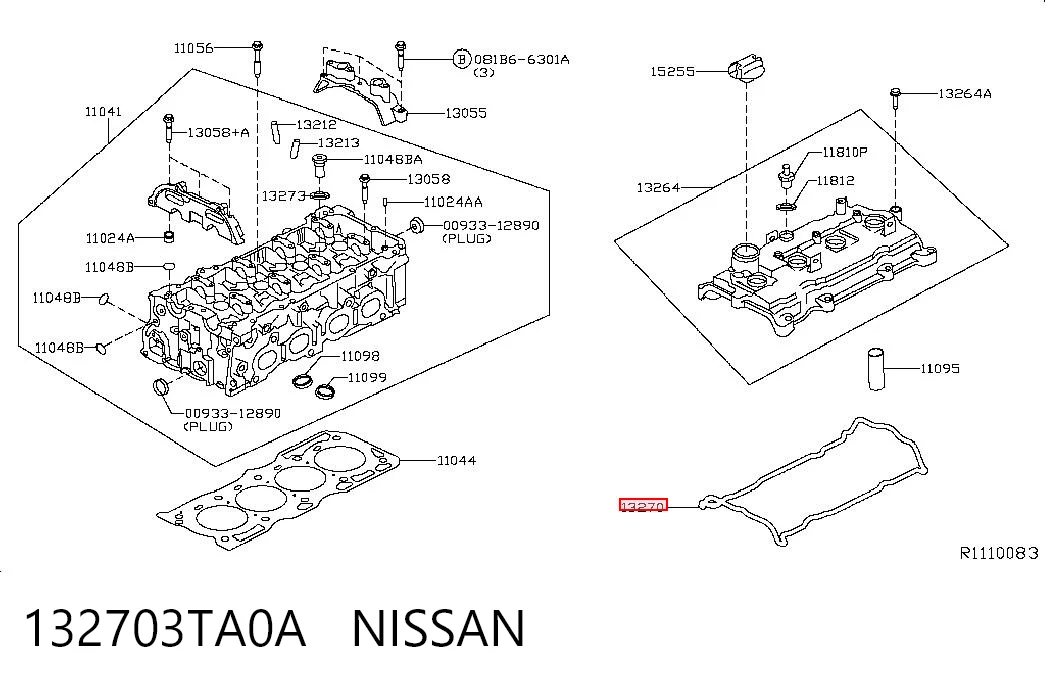 132703TA0A Nissan/Infiniti Uszczelka pokrywy zaworowej silnika