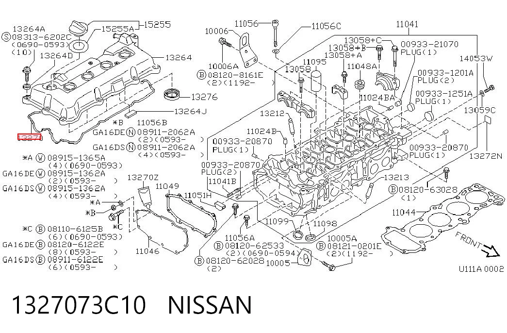 Uszczelka pokrywy zaworowej silnika Nissan Primera 