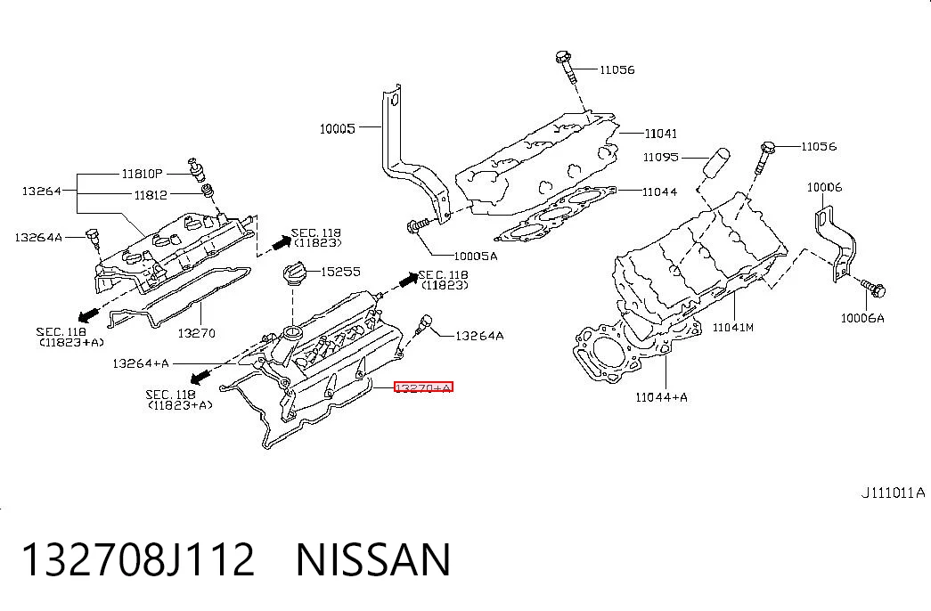 132708J112 Nissan/Infiniti Uszczelka pokrywy zaworowej silnika lewa