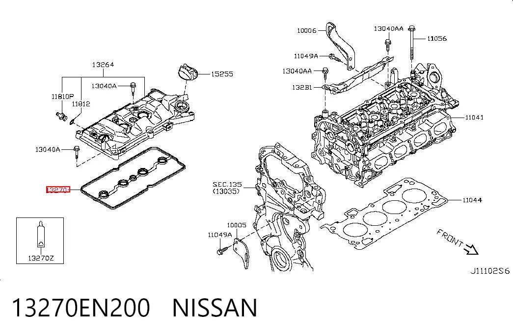 Uszczelka pokrywy zaworowej silnika do Nissan Qashqai II J11