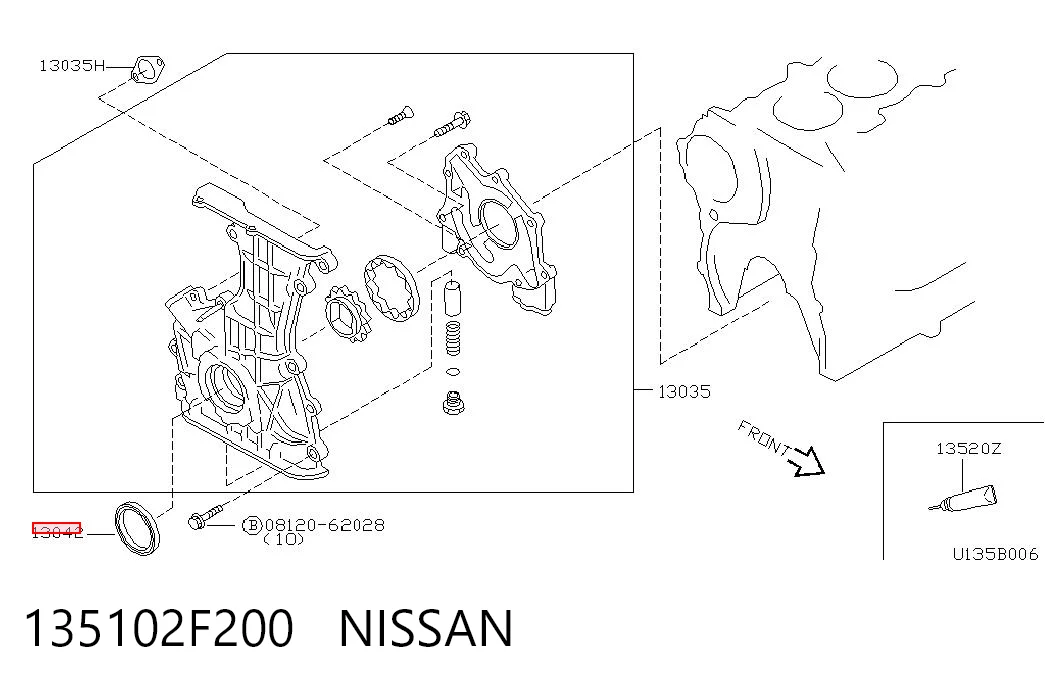Uszczelniacz wału korbowego przedni do Nissan Qashqai +2 I J10