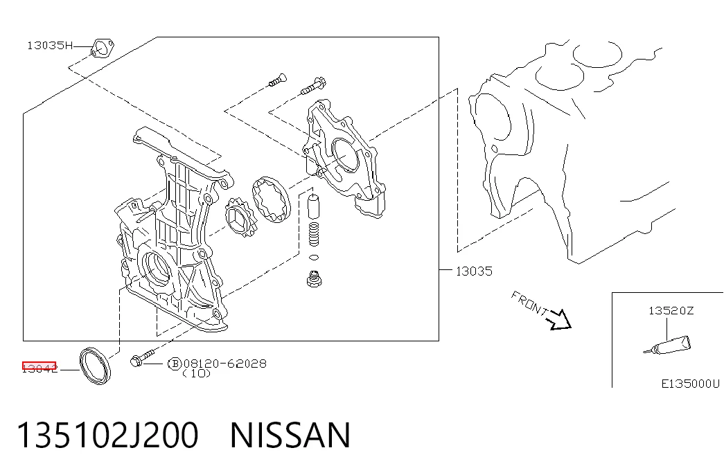 Uszczelniacz wału korbowego przedni Nissan Qashqai +2 I SUV (J10) (2007 - 2014) cena, od 5,48 USD