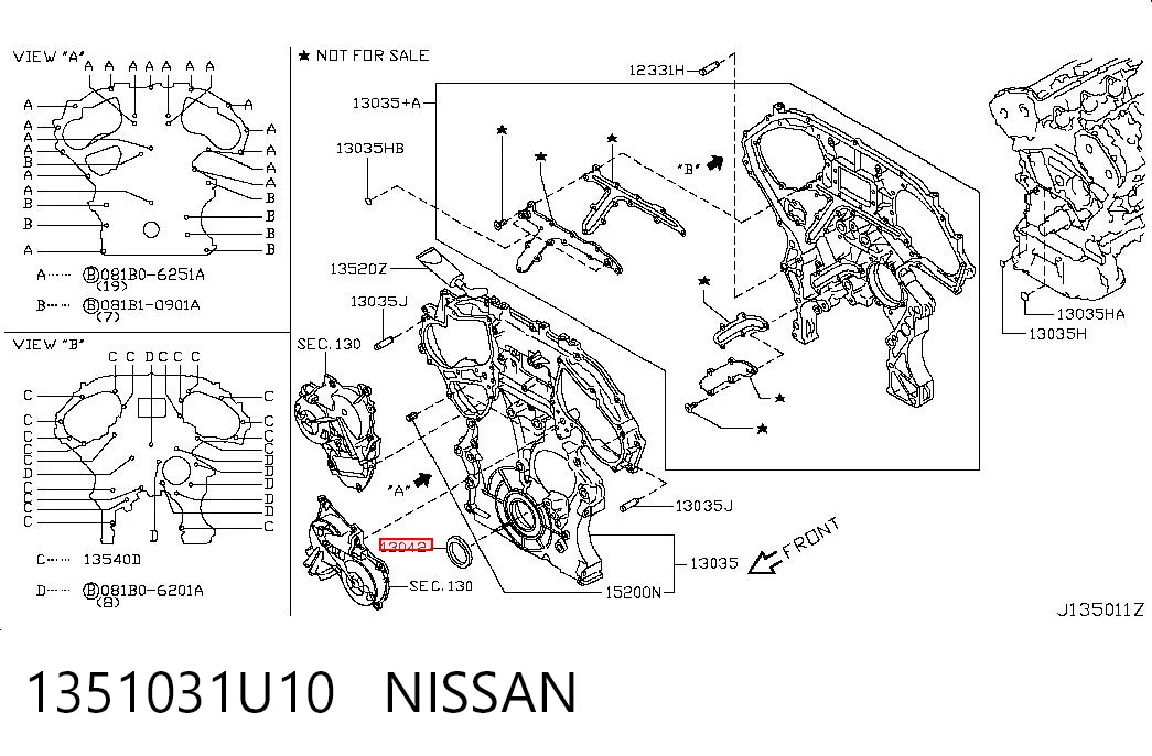 1351031U10 Nissan/Infiniti Uszczelniacz wału korbowego przedni