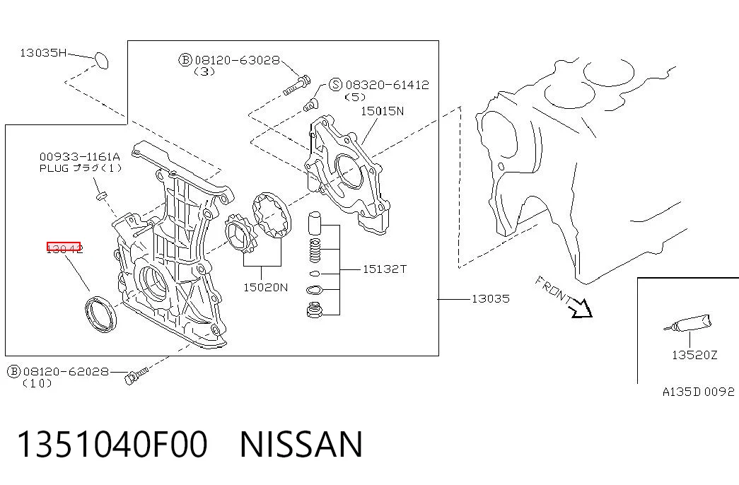 Do koszyka Uszczelniacz wału korbowego przedni Nissan Qashqai +2 I J10
