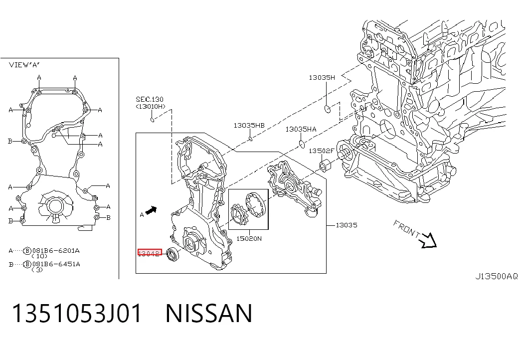 Uszczelniacz wału korbowego przedni do Nissan Qashqai +2 I J10