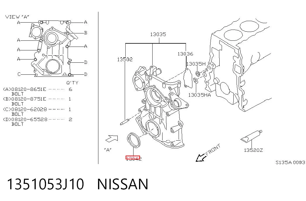 Do koszyka Uszczelniacz wału korbowego przedni Nissan Qashqai +2 I J10