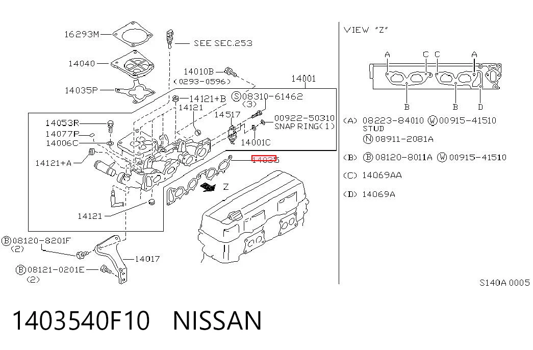 Uszczelka kolektora ssącego do Nissan Prairie M11