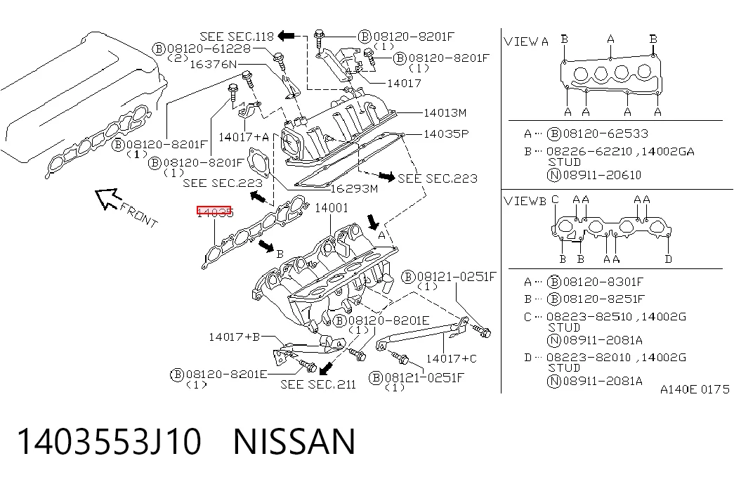 Uszczelka kolektora ssącego do Nissan Primera  P10