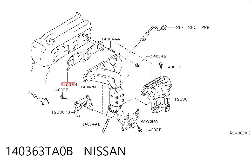 Uszczelka kolektora wydechowego do Nissan Altima L33 