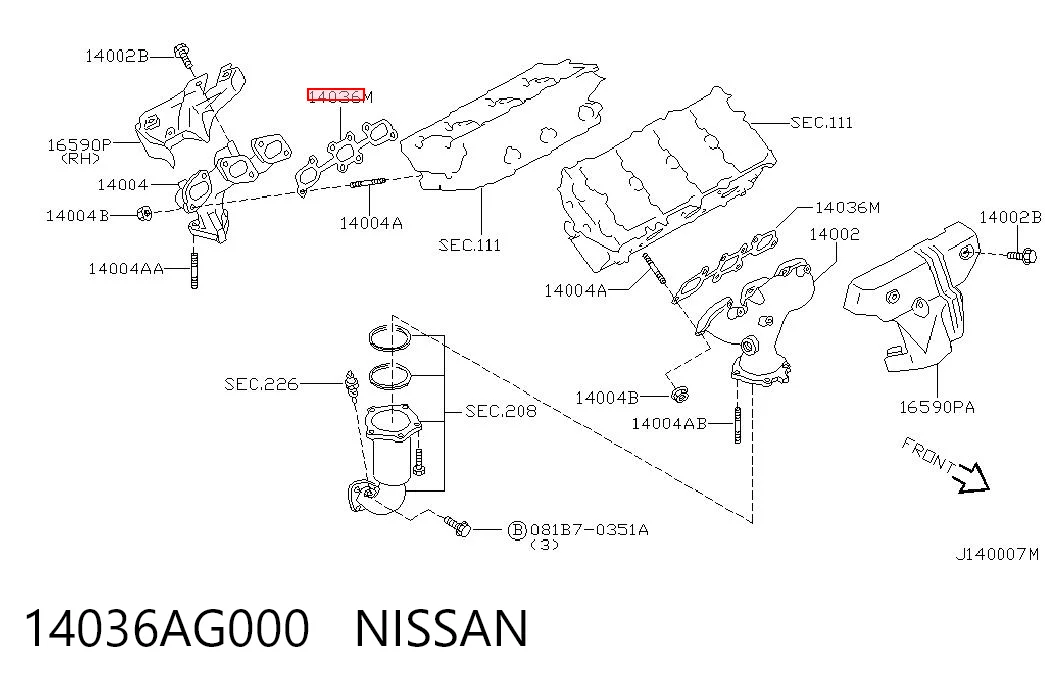 Uszczelka kolektora wydechowego Nissan Maxima sedana (A32) (1994 - 2000) cena, od 7,82 USD
