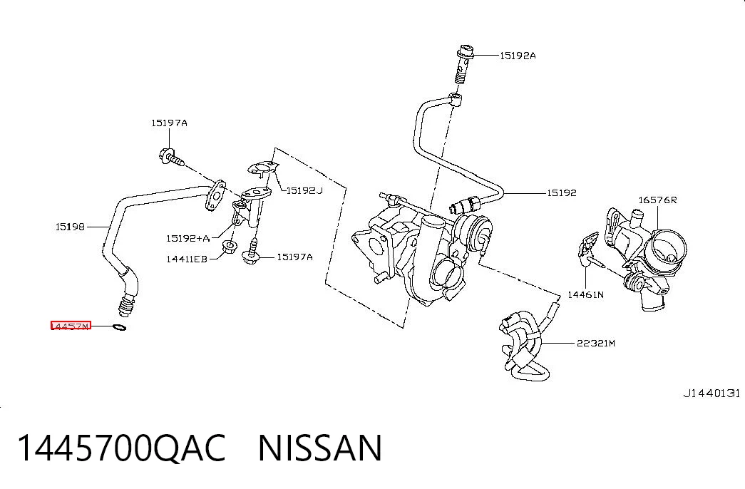 1445700QAC Nissan/Infiniti Uszczelka przewodu spływu oleju z turbiny