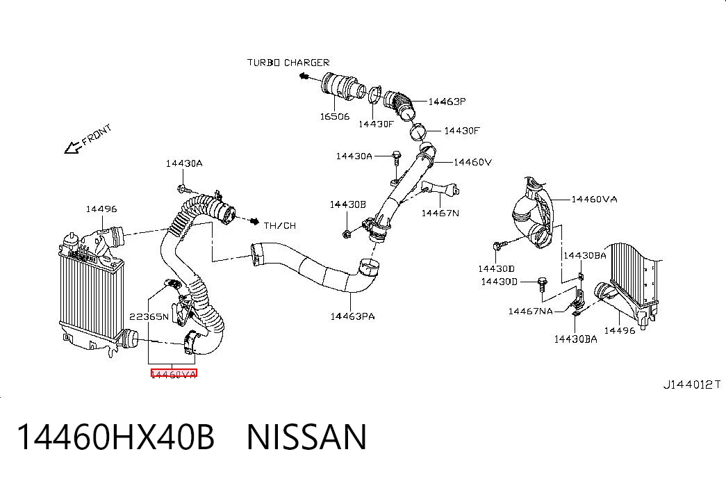 14460HX40B Nissan/Infiniti Przewód (króciec) intercoolera
