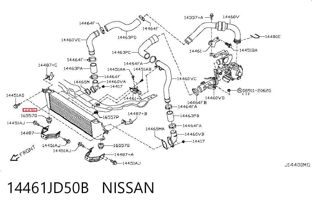 Do koszyka Chłodnica intercoolera Nissan Qashqai +2 I J10